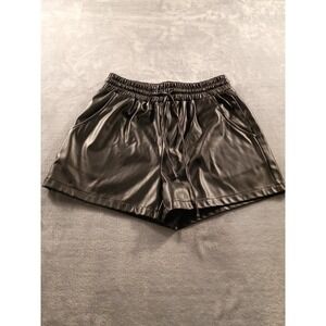 Alterd State Shorts Womens Small Black Faux Leather Elastic Waist Drawstring